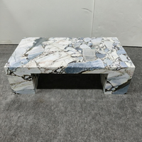 Table d'appoint en marbre naturel poli, table basse cube en marbre Titanic Storm, tables basses sur piédestal en marbre