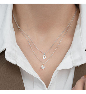 Pendentif en argent sterling 925 avec lettre, accessoires simples, pendentif rond en zircon, bijoux DIY pour femmes, cadeau de bijoux - Product Image 3