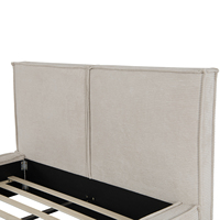 Lit Double Rembourré Willsoon King Size avec Design Tofu Tête de Lit en Bois en Tissu Velours Côtelé Doux Style Moderne pour Usage Domestique