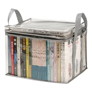 Transparent large capacity PVC CD book storage bag book storage bag handbag plastic folding books dust bag