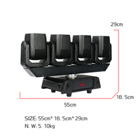 Redsun Vali 4*60W Projecteur à Tête Mobile Beam avec Anneau pour Club, Fête, DJ, Concert, Scène, Événement, Effet Vague LED, Barre Lumineuse Mobile