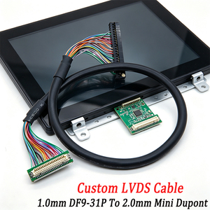 كابل إشارة LVDS من DF9-31P بخطوة 1.0 مم إلى موصل ميني دوبونت بخطوة 2.0 مم، نحاس مطلي بالقصدير، لوحدة عرض التحكم الصناعي LCD - Product Image 1