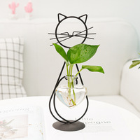 Vase à fleurs en métal transparent au design mignon et moderne Vase de table à arrangement floral hydroponique pour la décoration intérieure