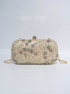 OEM ODM Beaded Pearl Clutch Bag with Sparkling Rhinestones Elegant Evening Party Purse Small Portable Clutch Party Bag - Product Image 1