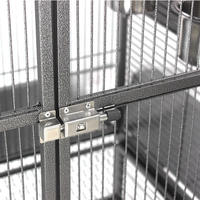 Grande cage à oiseaux en acier inoxydable noir avec roulettes pour perroquets, canaris et autres oiseaux de compagnie