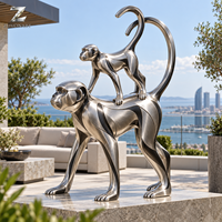 Sculpture de singe ludique en acier inoxydable poli miroir, décoration animale personnalisée pour la maison, l'hôtel, la villa, la galerie, l'affichage intérieur
