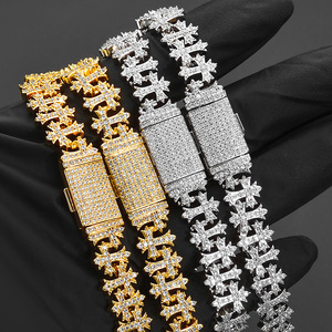 Stylish Flip Cover Cross Maple Leaf Chain Trendy Versatile Zircon Necklace <b>Men</b> High End Jewelry Set - Product Image 2