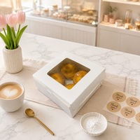 Boîte à cupcakes à fenêtre 4 compartiments en carton blanc avec insert transparent, support de présentation pour cupcakes, boîte à muffins, vente en gros