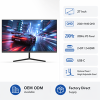 Monitor Gaming IPS QHD 27 Inci 200Hz 2560x1440 Layar Refresh Rate Tinggi USB-C DP HDMI Produsen OEM ODM