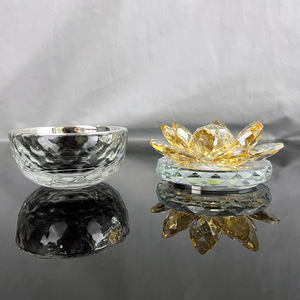 Vàng <span class=keywords><strong>Champagne</strong></span> Kim Cương Món Ăn Thủy Tinh Pha Lê Trang Sức Hộp Đính Với Nắp Hoa Sen MH-QT0483 - Product Image 6