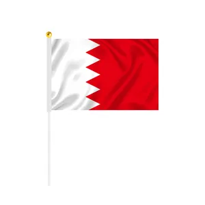 Impresión Digital personalizada de fibra de poliéster para eventos, Bandera de Bahréin con ondas a mano, venta al por mayor de fábrica