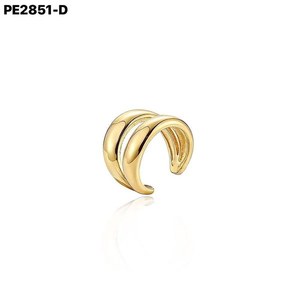 Amy Amy Chunky Double Layer Wide Band <b>Cuff</b> Earring <b>Silver</b> Plated For Women Party Trendy Geometric Style PE2851 - Product Image 2