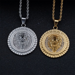 Nuevo Collar con Colgante Redondo de Circonita Cúbica, Chapado en Oro de 18k, con Dije de León - Product Image 4