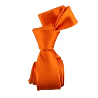 Cravates pour hommes en gros de Chine, faites à la main, en microfibre de polyester tissée, fines et étroites de 6 cm, couleur unie, orange satiné