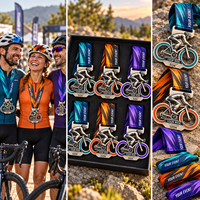 Médailles de compétition sportive personnalisées pour les cyclistes de 50K et 100K avec rubans d'événement personnalisés Fabricant de médailles OEM ODM