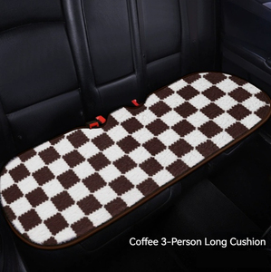 Housse de siège auto en peluche à carreaux, très vendue, épaissie, isolante, avec base antidérapante, universelle - Product Image 6