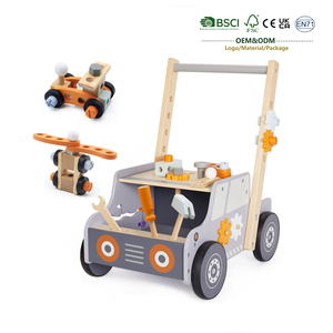 Chariot de marche pour bébé en bois et chariot à outils, rangement multifonctionnel, deux en un, trotteur pour bébé, apprentissage de la marche, trotteur pour bébé - Product Image 1