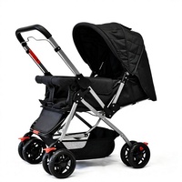 Poussette bébé pliable portable 360 °   Poussette pour bébé à poignée réversible et position haute avec grand panier de rangement