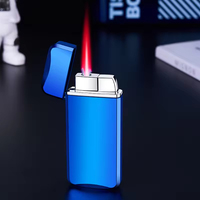 Modèle laser coupe-vent flamme rouge rechargeable gaz butane briquet gonflable allume-cigare à gaz briquets et accessoires pour fumeurs