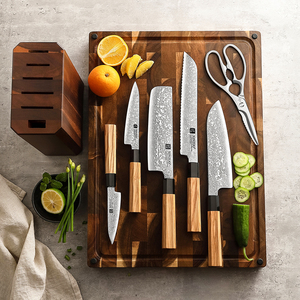Nieuwe Koksmessenset Damascus Staal Olijfhout Handvat Hoogwaardige Keukenmessen - Product Image 1