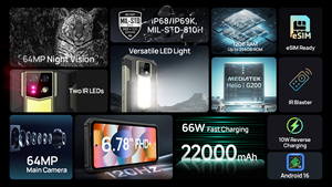 สมาร์ทโฟน Ulefone Armor 24Pro รุ่นทนทาน 12GB 256GB หน้าจอ 6.78 นิ้ว กล้อง 64MP กันน้ำ กันกระแทก NFC แบตเตอรี่ 22000mAh ระบบปฏิบัติการ Android 16 - Product Image 5