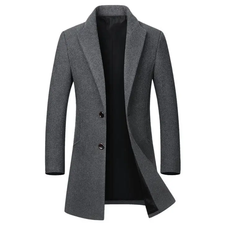 Fashion New Winter Long Coats Mens Casual Woolen Jacket Turn Collar Long Mens Overcoats Business Wool Trench Coats Men