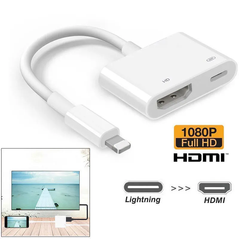 Epsilon Converter Cable For Apple Lightning To HDtv 1080P Digital AV TV Adapter Cable White hdtv adapter for iphone to monitor