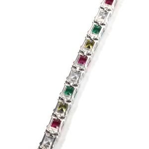 Gioielli di Moda all'Ingrosso, Catena Cubana Hip-Hop 7mm Argento con Diamanti Sintetici, Bracciale Luccicante per Uomo - Product Image 4