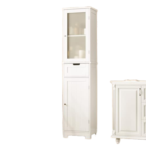 Modern Tall Freestanding Linen Bathroom Cabinet Adjustable Shelf Wholesale Narrow Kitchen Cupboard for Bathroom Room White Color