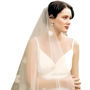 Voile de mariée floral 3D enchanté-Fleurs sculptées à la main avec tulle flottant - Product Image 2