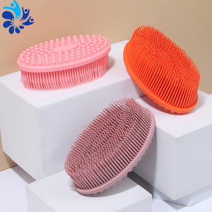 Brosse de bain en silicone de forme ovale rose, orange, rouge, pour masser le dos et le nettoyer, pour adultes et enfants - Product Image 1