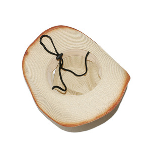 FF4542 topi koboi wanita jerami barat pinggiran gulung topi Fedora matahari Panama jerami perjalanan musim panas - Product Image 3