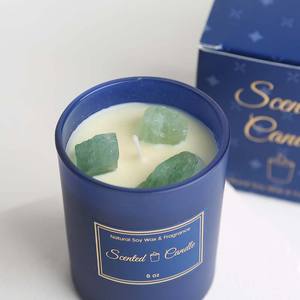 Vela Aromática de Cristal en Frasco de Vidrio Azul de 6 oz, Marca Privada, Decoración del Hogar, Vela de Aromaterapia de Piedra para Regalo, Yoga, Cumpleaños - Product Image 4