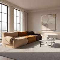 Canapé moderne en tissu compressé, mobilier confortable sans installation pour les rassemblements familiaux