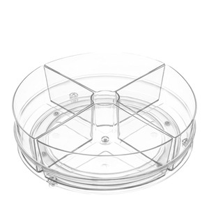 Organizador de Maquillaje Transparente de Plástico Ecológico, Caja de Almacenamiento de Cosméticos y Joyas con Plato Giratorio Lazy Susan - Product Image 1