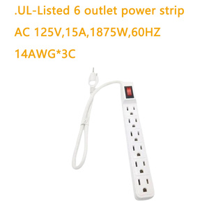 125V 15A Mỹ Máy tính để bàn 6 Outlet điện bảo vệ tăng dải điện với 3 FT dây - Product Image 3