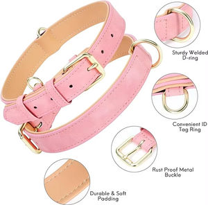 <span class=keywords><strong>Collar</strong></span> de cuero de lujo impermeable para perro y conjunto de correa para perro logotipo personalizado hebilla de Metal sin tirones correa de cuello de cuero de lujo para mascotas - Product Image 2