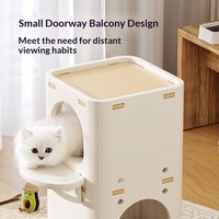 Maison pour chat de luxe en bois massif, arbre à chat pliable avec griffoir pour toutes les saisons