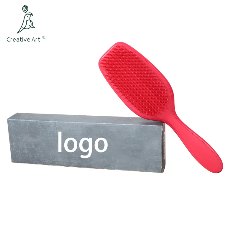 Kunden spezifische Farbe Logo Verpackung Friseur Styling Tools Entwirren Haar bürste Klassische nasse trockene Haar bürste für lockiges Haar