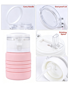 BPA Free Safe Silicone Kids Water <b>Bottle</b> 400ml Collapsible Leakproof <b>Small</b> Portable Drinking Cup For School Outdoor - Product Image 5