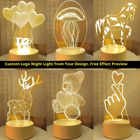 Lámpara de Noche con Ilusión 3D de Osito de Peluche, Lámpara de Mesa LED USB con Corazón, Regalo de Decoración para Dormitorio Infantil
