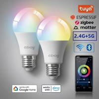Ampoule intelligente WiFi Google Assistant RGBW, éclairage LED décoratif d'intérieur, éclairage d'ambiance, lampe LED décorative intelligente, multicolore