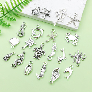 Antique Silver Alloy Mermaid Dolphin Pendant Mixed Shapes DIY Jewelry Accessory For Bracelet Necklace Craft - Product Image 4