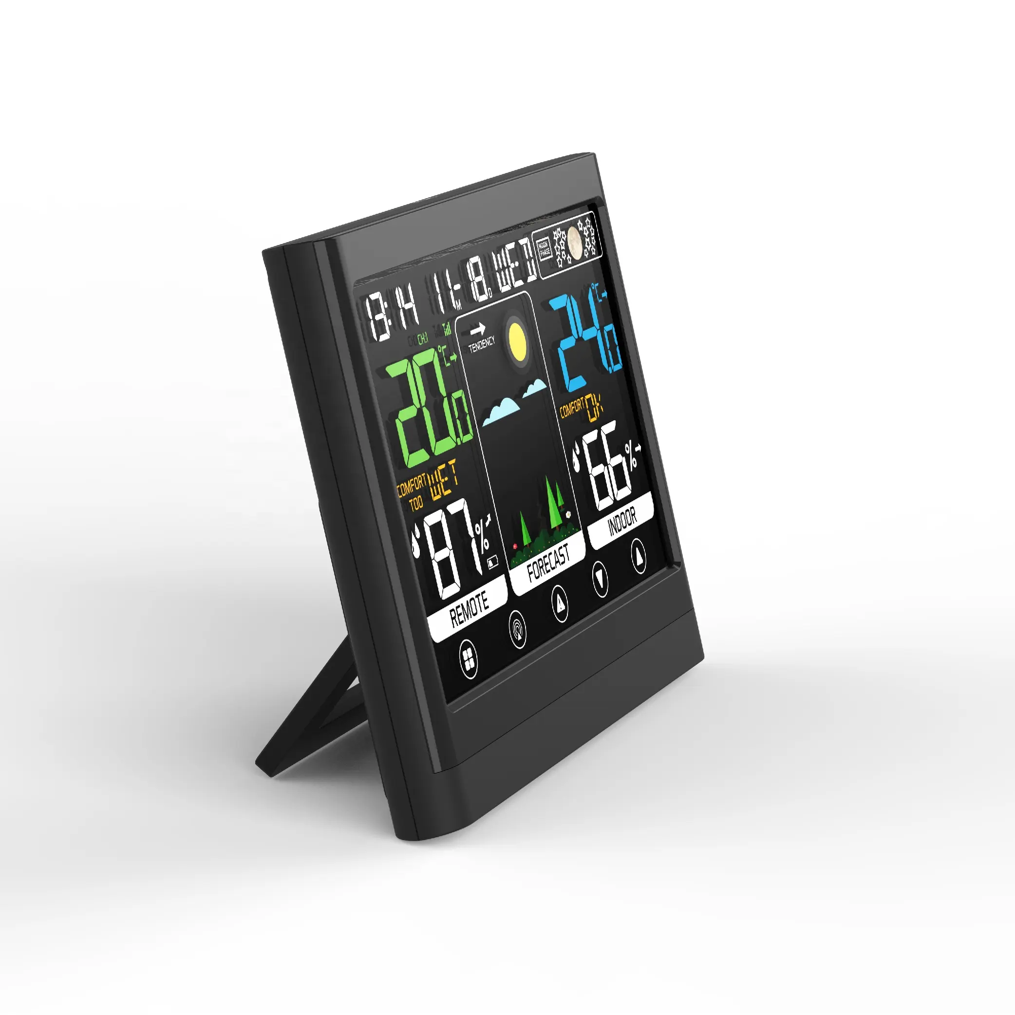 Jam Alarm Termometer Digital Kamar, Stasiun Cuaca dengan Kunci Sentuh