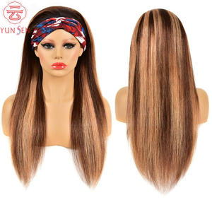 Perruque complète avec bandeau brillant effet piano |   Cheveux humains réels transfrontaliers |   Perruque longue et droite de style européen - Product Image 3