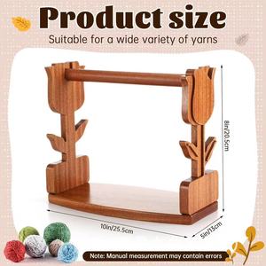 Wooden Spool Holder Flower Shape Rotating Yarn Ball Storage Rack <b>Desktop</b> Stationary Organizer - Product Image 4