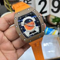 Montre automatique pour homme Top 5205, légère, en alliage de titane, bracelet en caoutchouc orange, sport, fitness, formelle