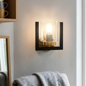 Axis Modern <b>Black</b> Frame LED Wall Sconce Clear Cylinder Glass for <b>Bathroom</b> Vanity <b>Lighting</b> - Product Image 4