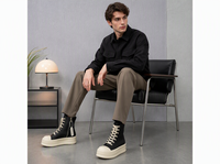 Bottes d'hiver de luxe pour homme Owens, à semelle épaisse, avec fermeture éclair, rehaussantes, à lacets, en similicuir et caoutchouc