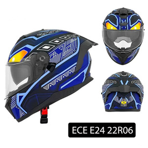 Elegante Casco de Motocicleta Integral con Franjas Rojas, ABS, Transpirable, Ajustable, con Certificación ECE 22R06, Equipo de Seguridad para Conductores Adultos - Product Image 1